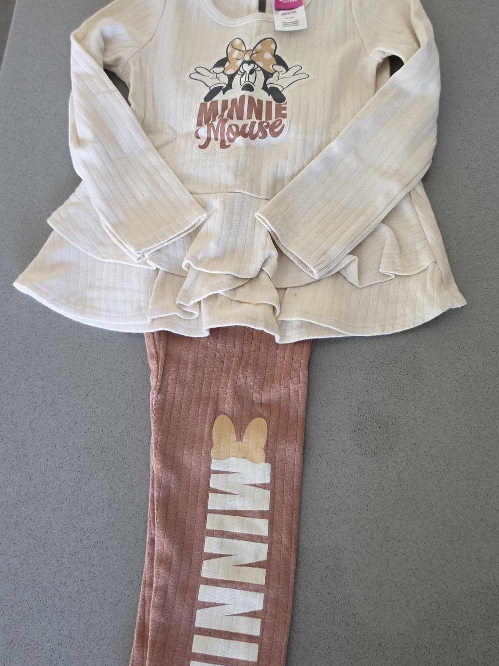 Disney Minnie Mouse Cream Top and Dusty Rose Leggings Set